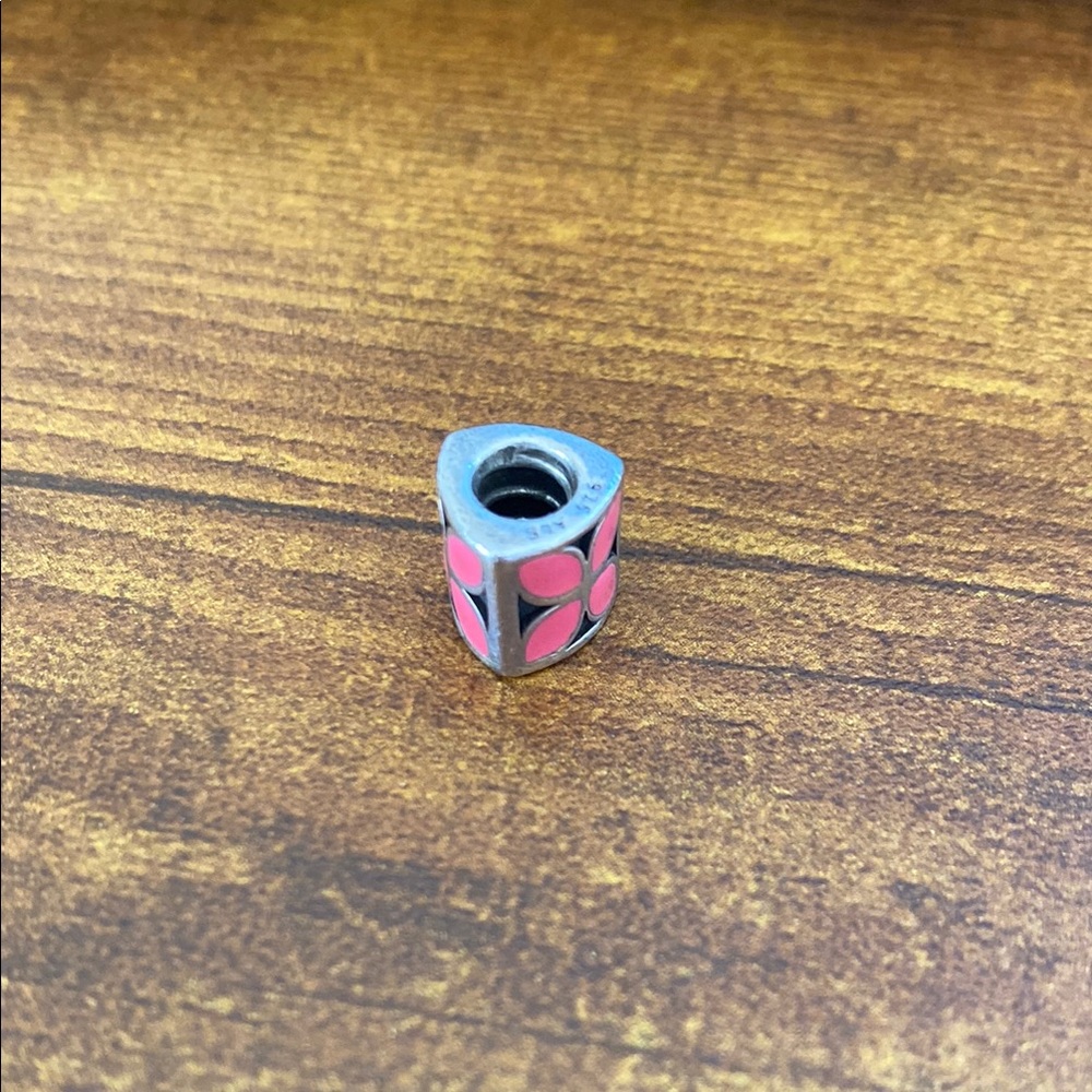 Pandora Jewelry 4 Petal Pink Enamel Flower Charm